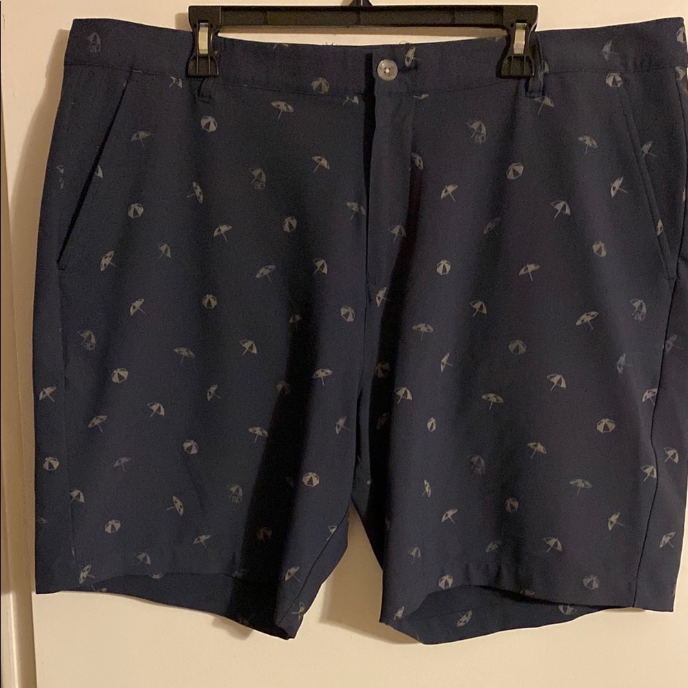 Puma Blue and Gray Flat Front Shorts with Subtle Pattern